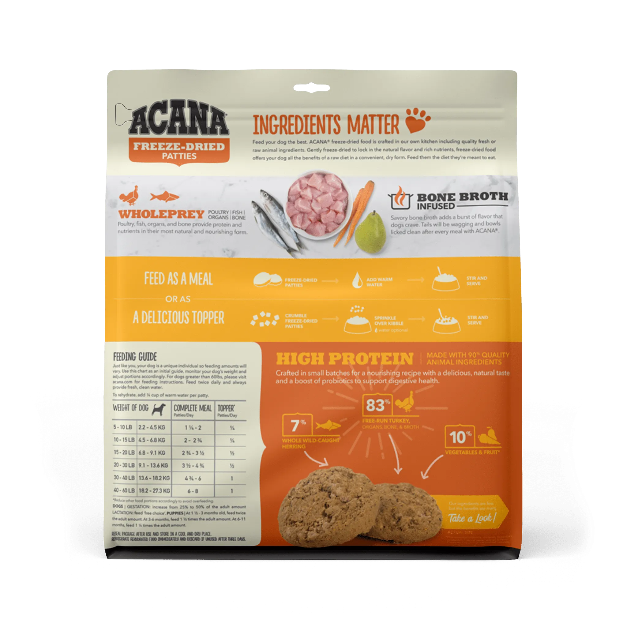 Acana Freeze-Dried Food Free-Run Turkey Recipe Patties for Dogs