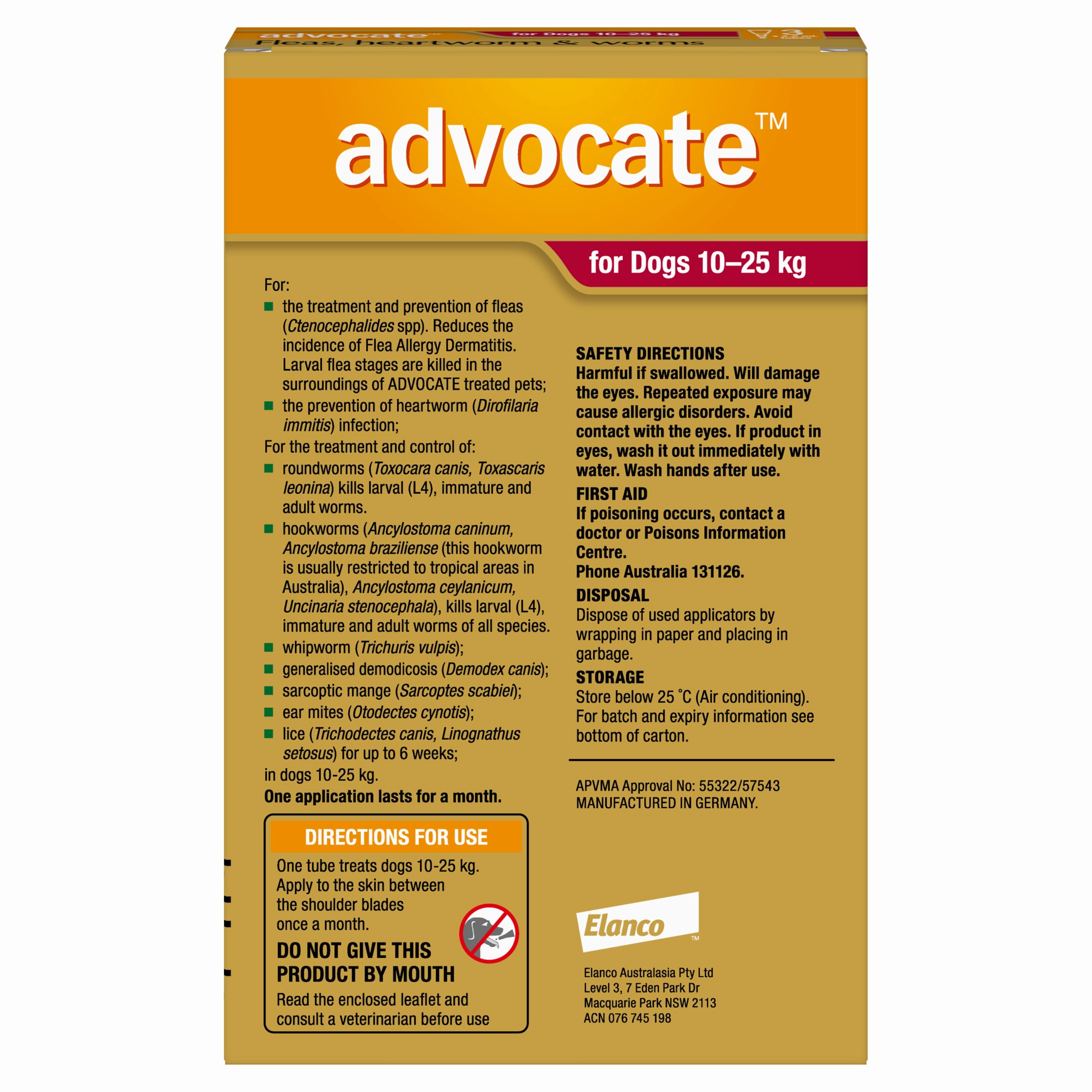 Advocate - Dog 10-25kg (3pk)