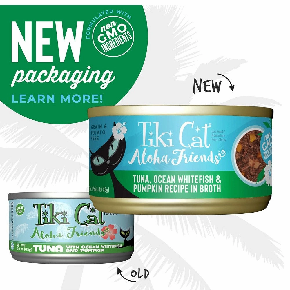 Aloha Friends Tuna, Ocean Whitefish & Pumpkin Recipe In Broth Cat Can