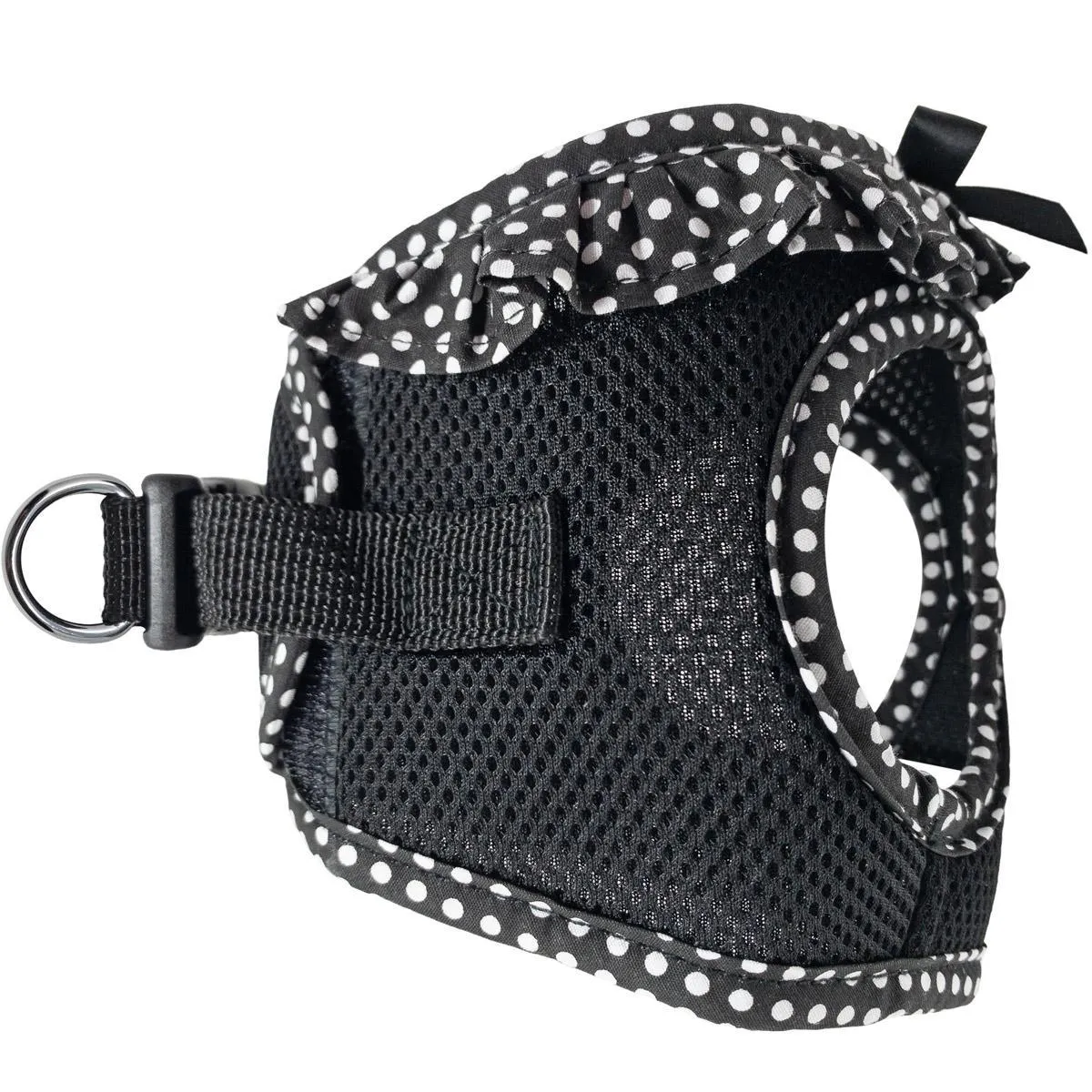 American River Dog Harness Black And White Polka Dot