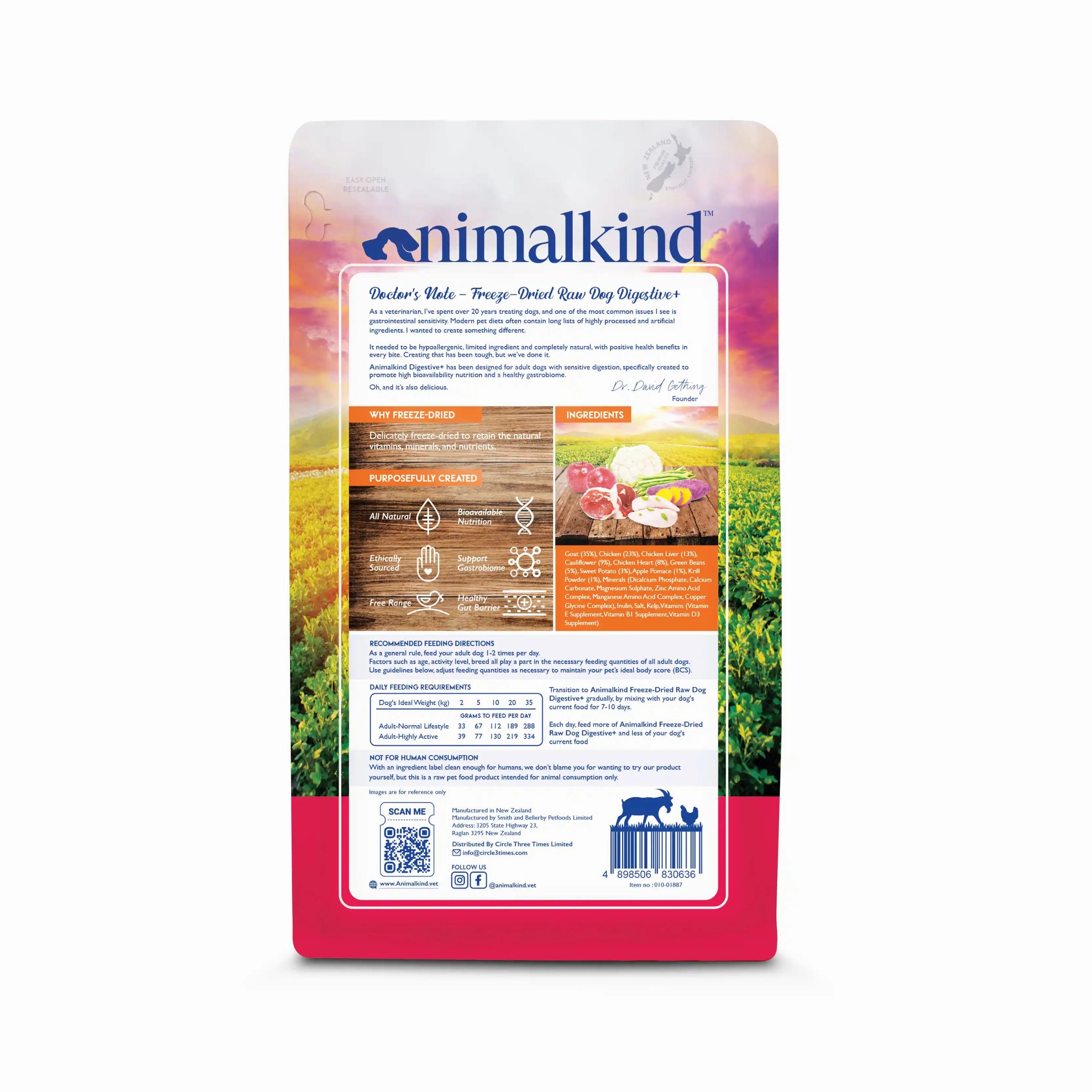 Animalkind Digestive  Dog Food - Goat & Chicken Freeze-Dried Raw