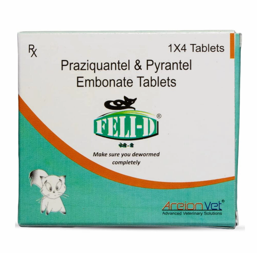 Areion Vet Feli D Dewormer Tablets (pack of 4 tablets) and Savavet Fiprofort Plus Tick & Flea Control Spot On for Cats Combo