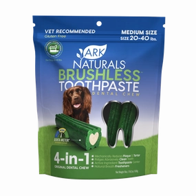 Ark Naturals BREATH-LESS Brushless-Toothpaste Dental Chew for Medium Dogs