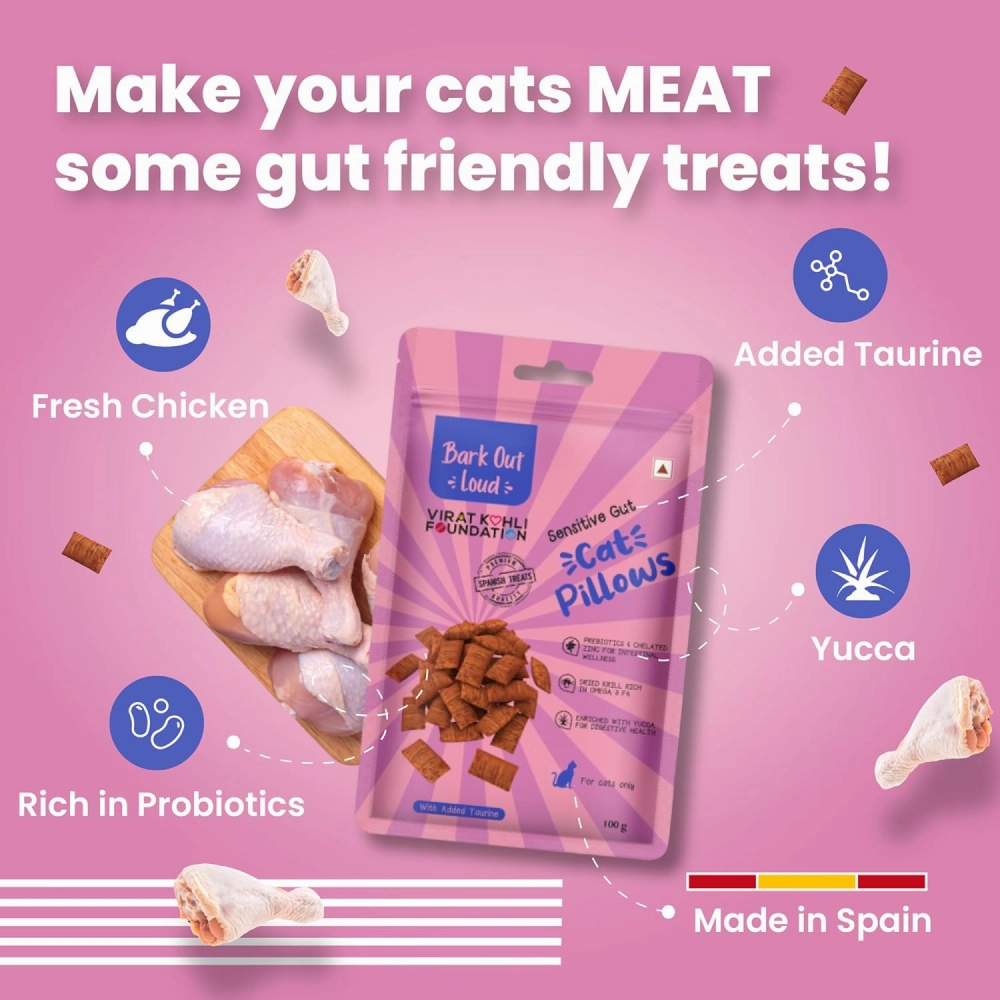 Bark Out Loud by Vivaldis Pillows for Sensitive Gut & Hairball Control Cat Treats Combo