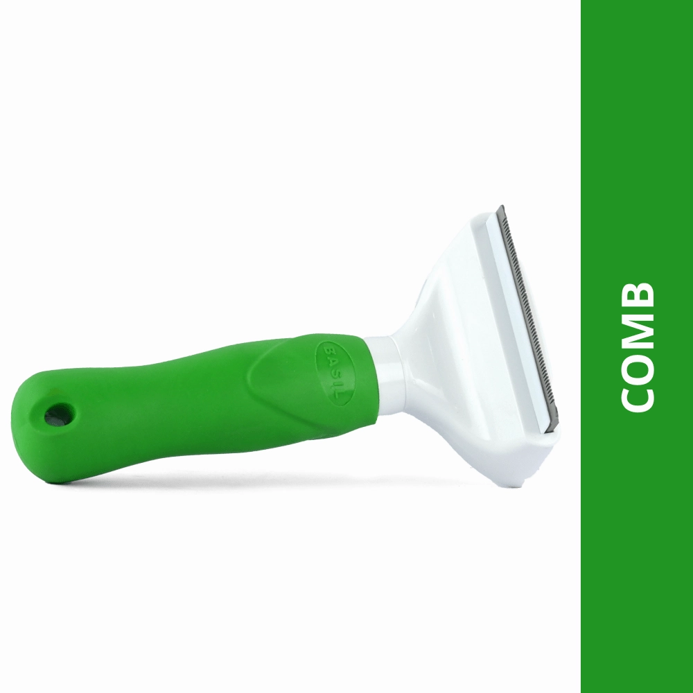 Basil De Shedding Comb with Auto Release Button for Dogs and Cats (Green)