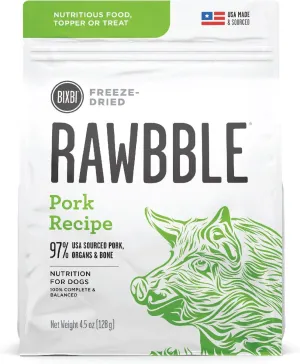 Bixbi Rawbble Freeze-Dried Pork Recipe Dog Food