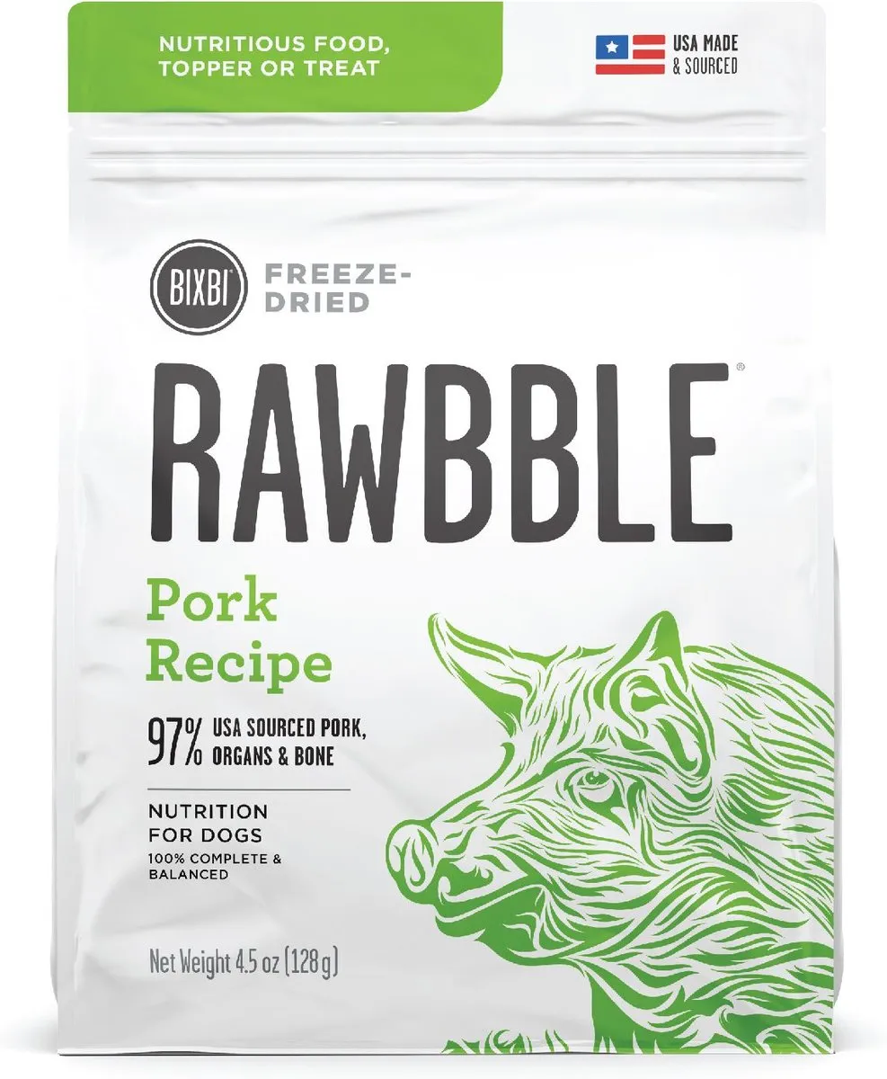 Bixbi Rawbble Freeze-Dried Pork Recipe Dog Food