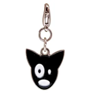 Black Silly Doggy Metal Dog Collar Charm
