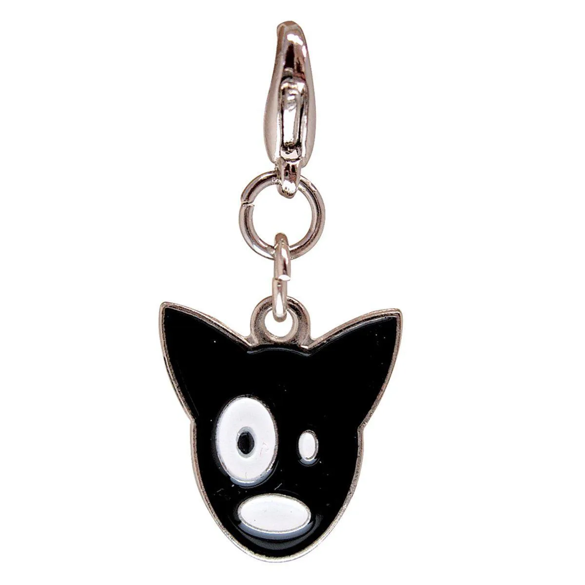 Black Silly Doggy Metal Dog Collar Charm
