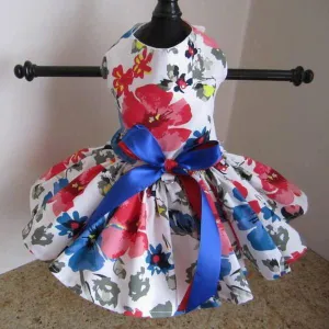 Blue And Red Floral Dog Dress XXSmall