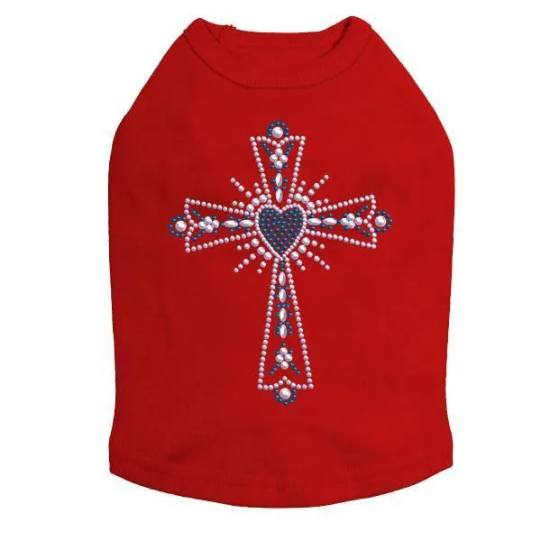Blue Cross Rhinestone Dog Tank