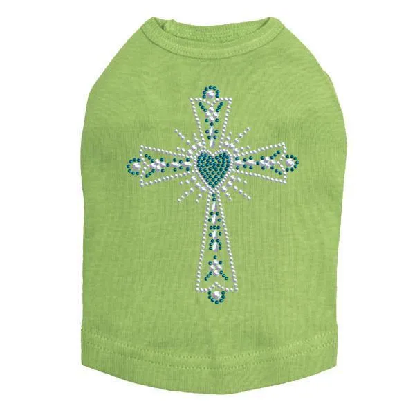 Blue Cross Rhinestone Dog Tank