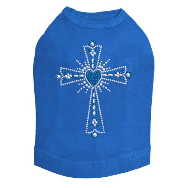 Blue Cross Rhinestone Dog Tank