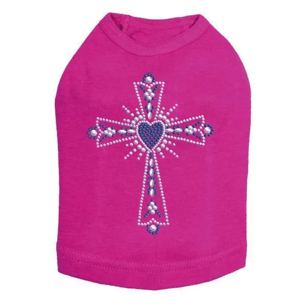 Blue Cross Rhinestone Dog Tank