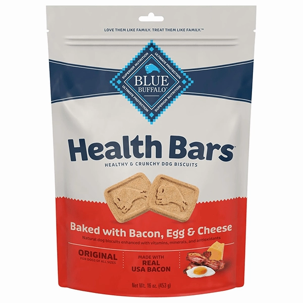 BLUE Health Bars Natural Crunchy Dog Treats Biscuits; Bacon, Egg & Cheese