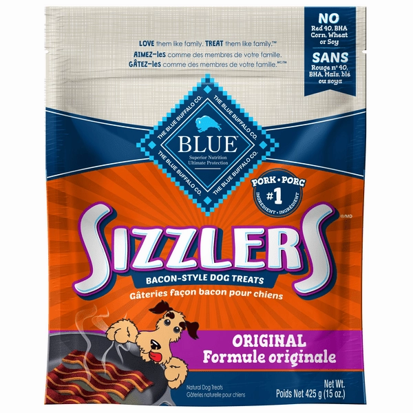 BLUE Sizzlers Natural Pork Bacon-Style Dog Treats