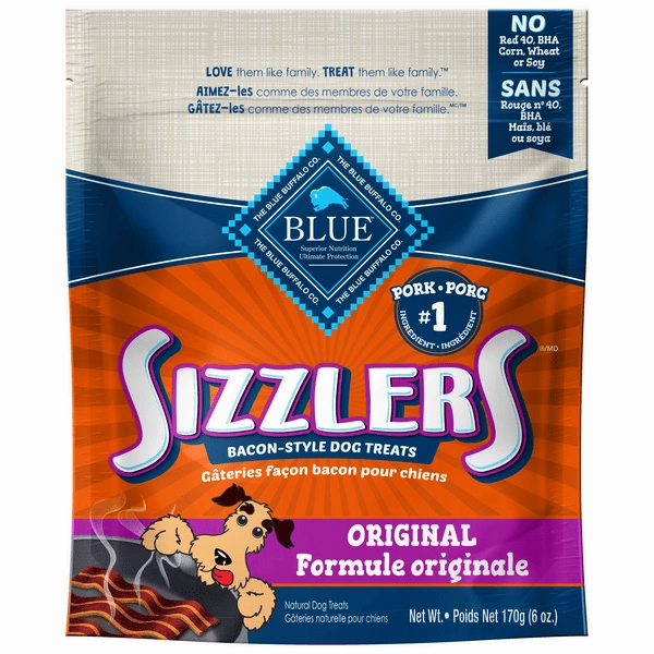 BLUE Sizzlers Natural Pork Bacon-Style Dog Treats