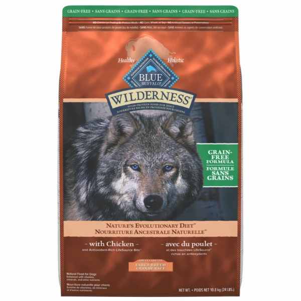 BLUE Wilderness Grain Free Large Breed Chicken Recipe Dry Dog Food, 24lb