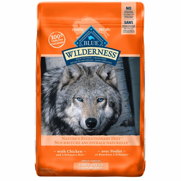 BLUE Wilderness Grain Free Large Breed Chicken Recipe Dry Dog Food, 24lb