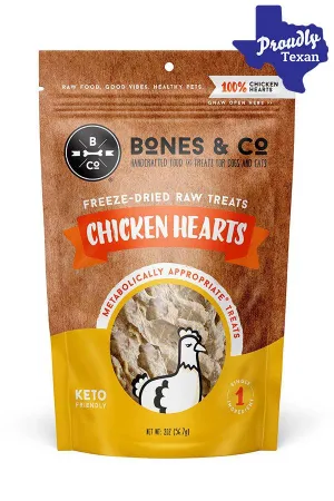 Bones and Co. Chicken Hearts Freeze-Dried Dog Treats
