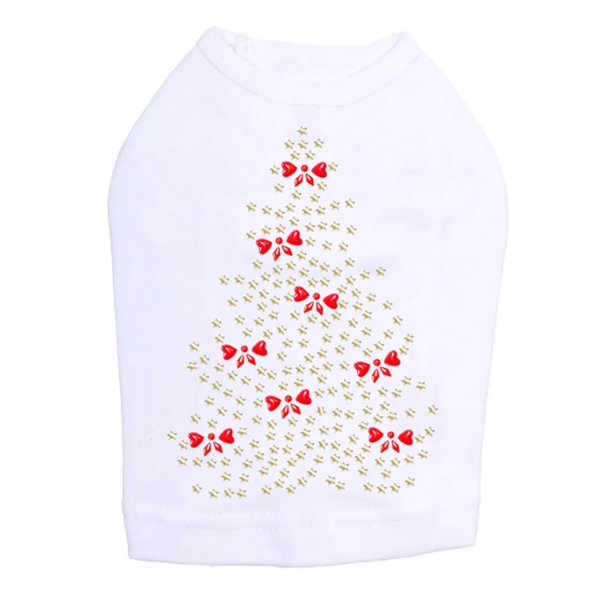 Bows Christmas Tree Rhinestone Dog Tank