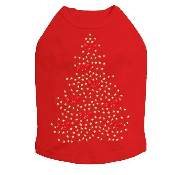 Bows Christmas Tree Rhinestone Dog Tank