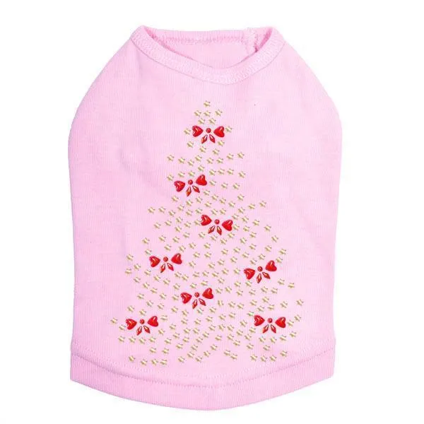 Bows Christmas Tree Rhinestone Dog Tank