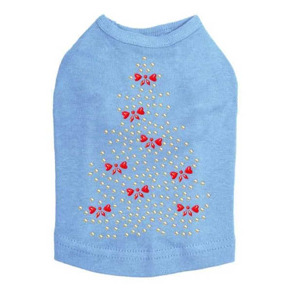 Bows Christmas Tree Rhinestone Dog Tank