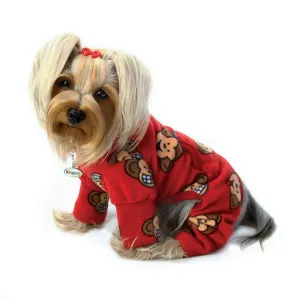 Burgundy Silly Monkey Fleece Turtleneck Dog Pajamas