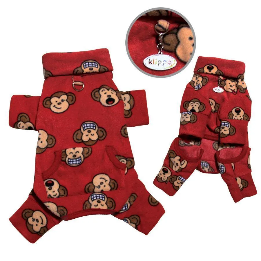 Burgundy Silly Monkey Fleece Turtleneck Dog Pajamas