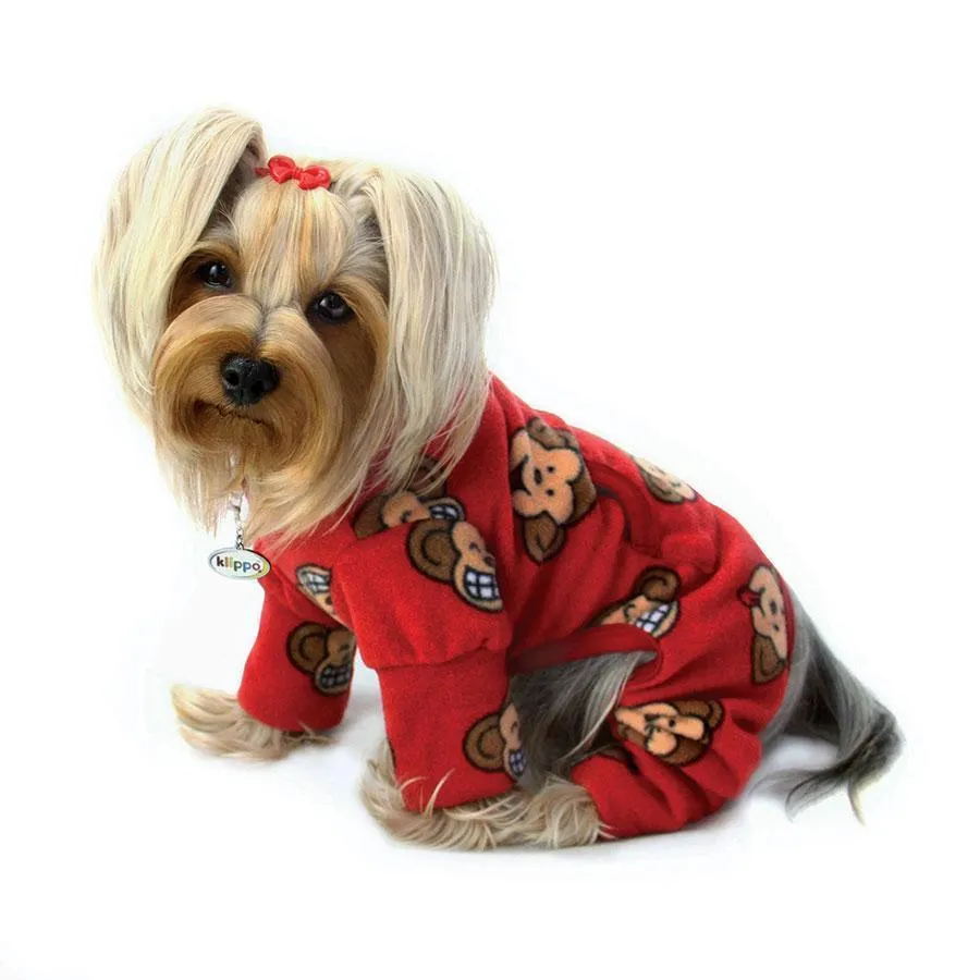 Burgundy Silly Monkey Fleece Turtleneck Dog Pajamas