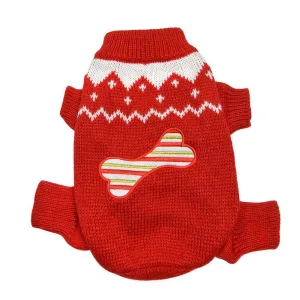 Candy Cane Bone Holiday Dog Sweater Bodysuit