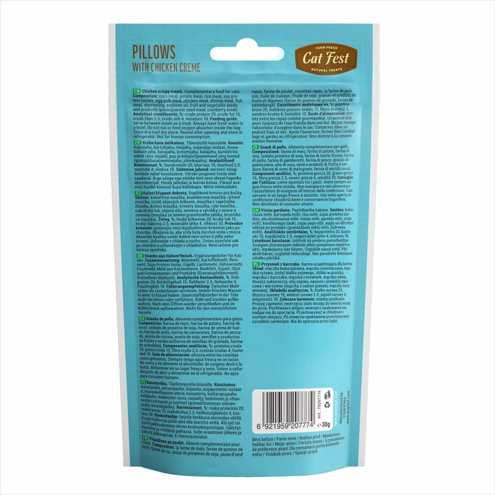 Catfest Pillows with Crab, Chicken and Salmon Cream Cat Treats Combo