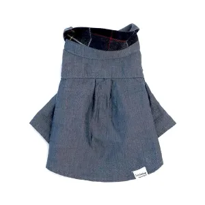 Check Plz Dog Shirt Indigo Large