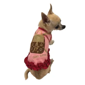 Chewy Vuiton Backpack Rose Ruffle Dog Dress
