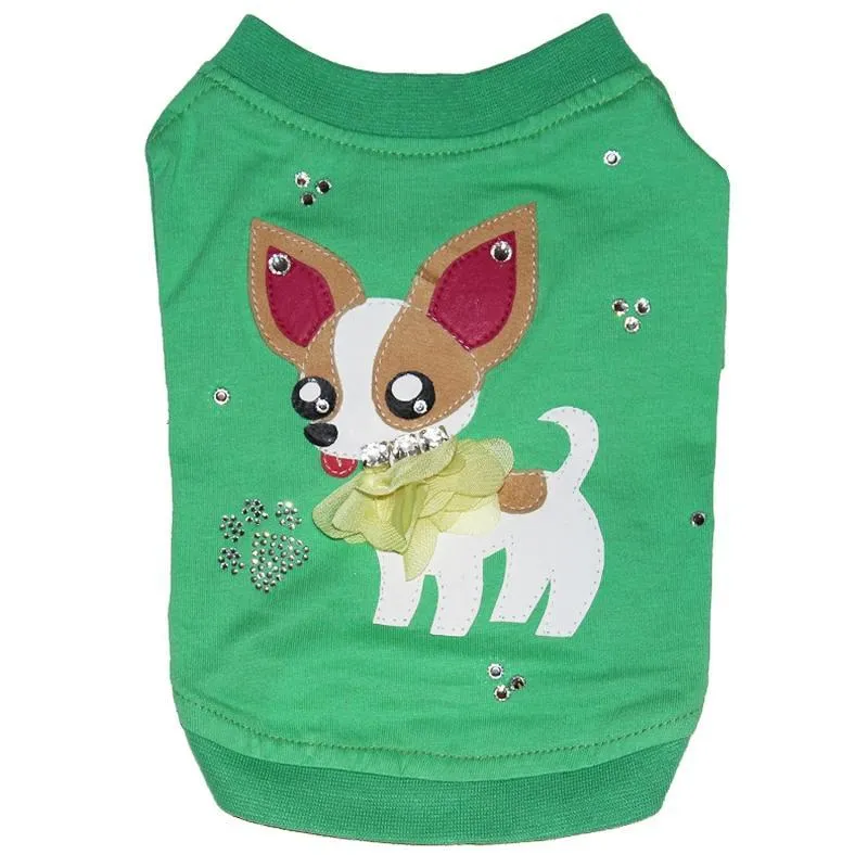 Chihuahua Art Lime Green Dog Shirt