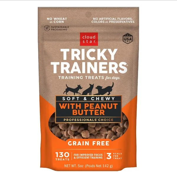 Cloud Star Tricky Trainers Grain Free Soft & Chewy with Peanut Butter Dog Treats
