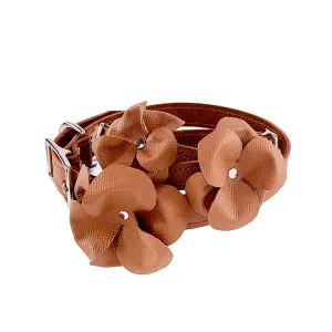 Colima Classic Leather Dog Flowerette Slider Hazelnut
