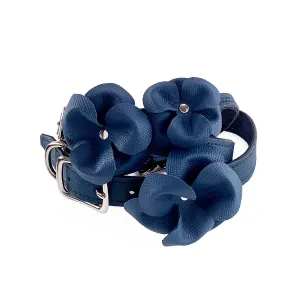 Colima Classic Leather Dog Flowerette Slider Orion Blue