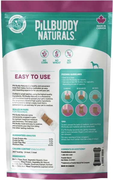 Complete Natural Nutrition Pill Buddy Naturals Grilled Duck Pill Hiding Treats for Dogs