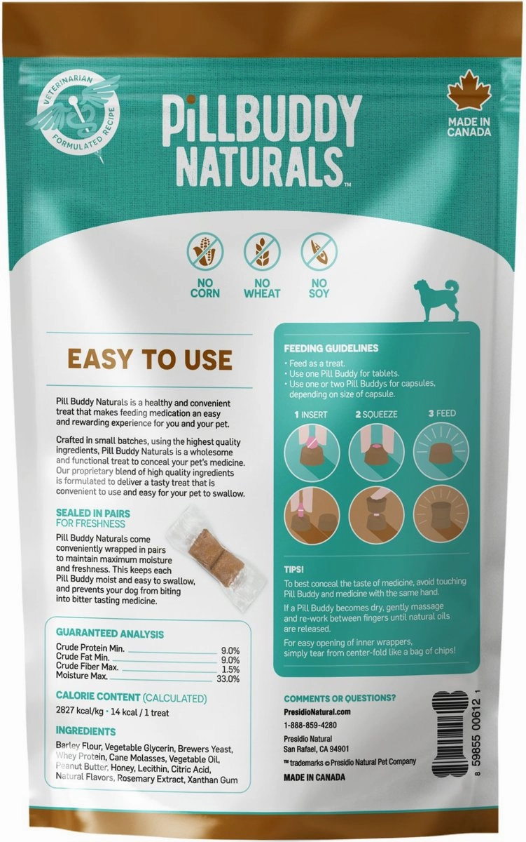 Complete Natural Nutrition Pill Buddy Naturals Peanut Butter & Honey Soft & Chewy Dog Treats