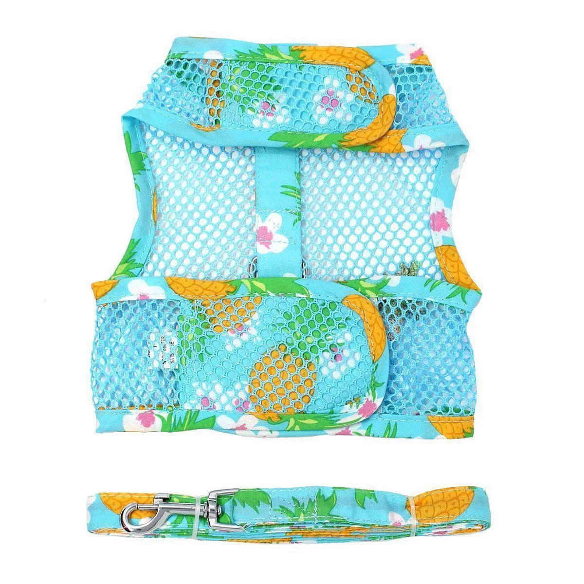 Cool Mesh Dog Harness And Leash Pineapple Luau