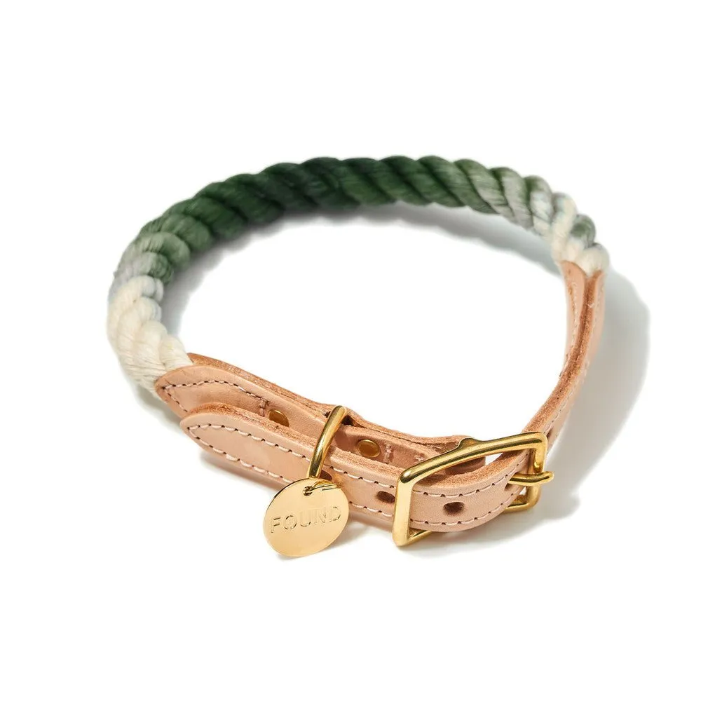 Cotton Rope Dog Collar Olive Ombre