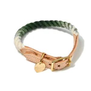 Cotton Rope Dog Collar Olive Ombre