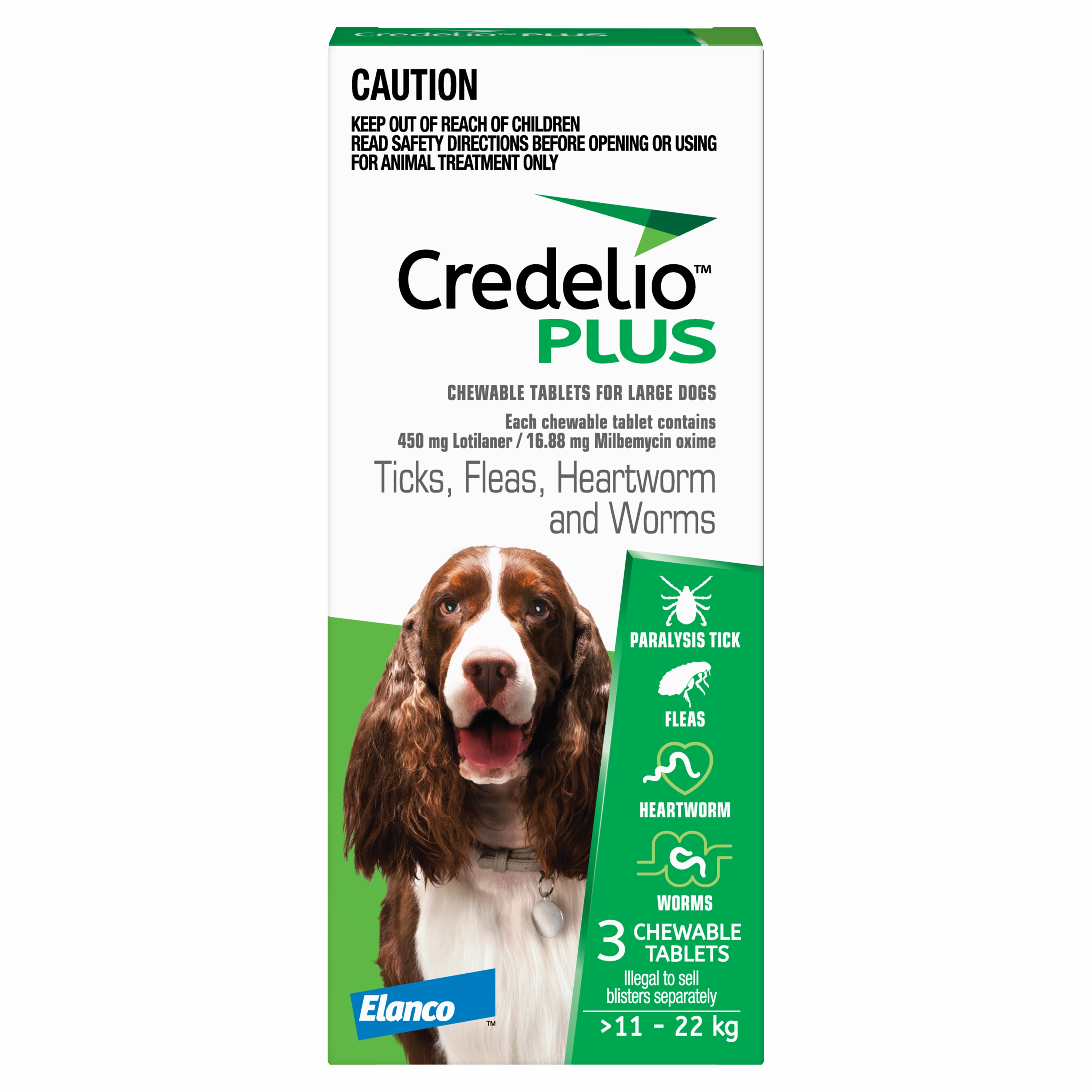 Credelio Plus - Chewable Tablets for Large Dogs (11-22kg) (3pk)