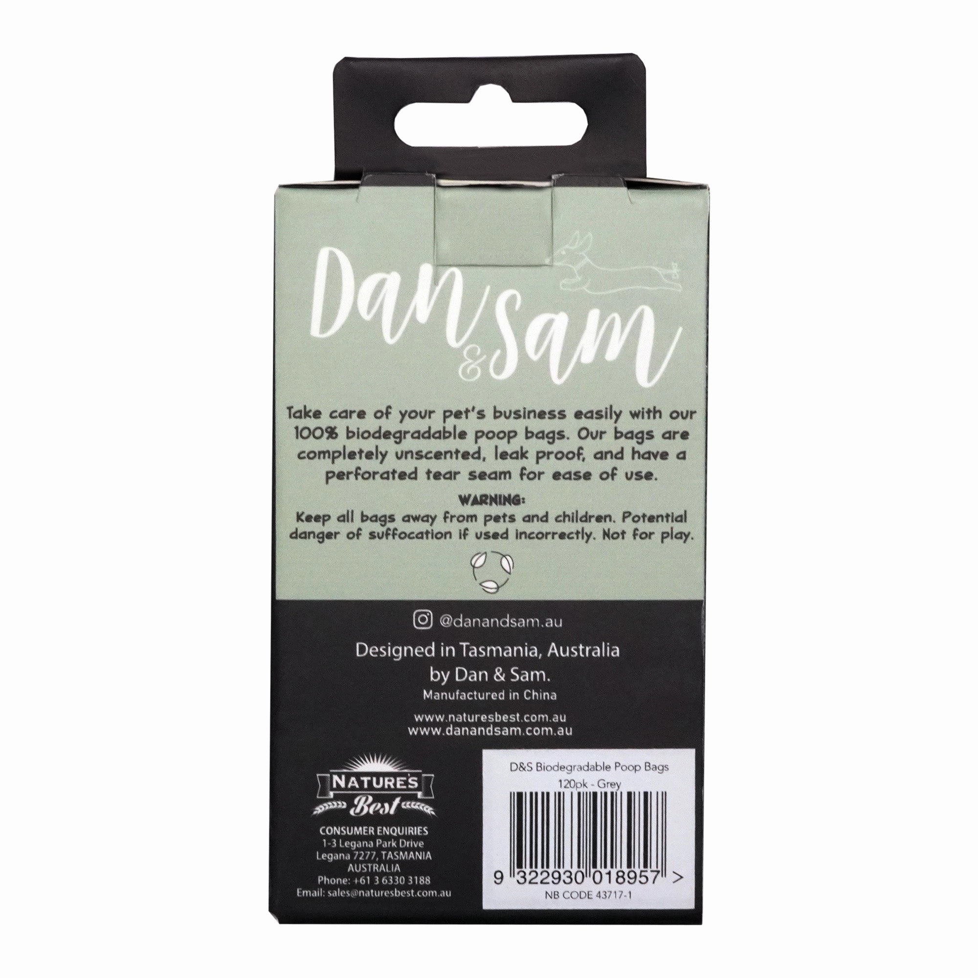 Dan & Sam - Biodegradable Poop Bags (Grey) (120pk)