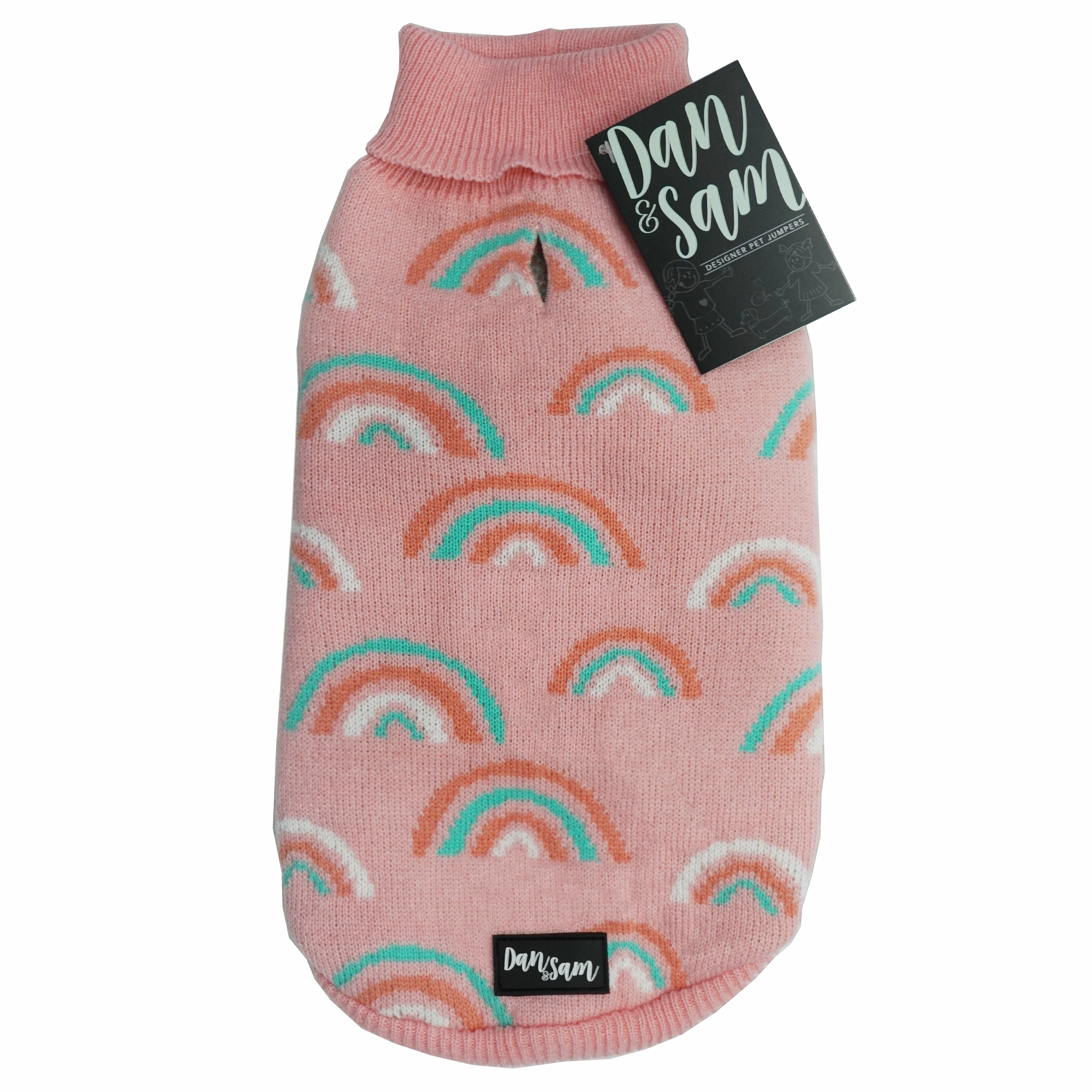 Dan & Sam - Dog Jumper (Pink Rainbows) - 50cm