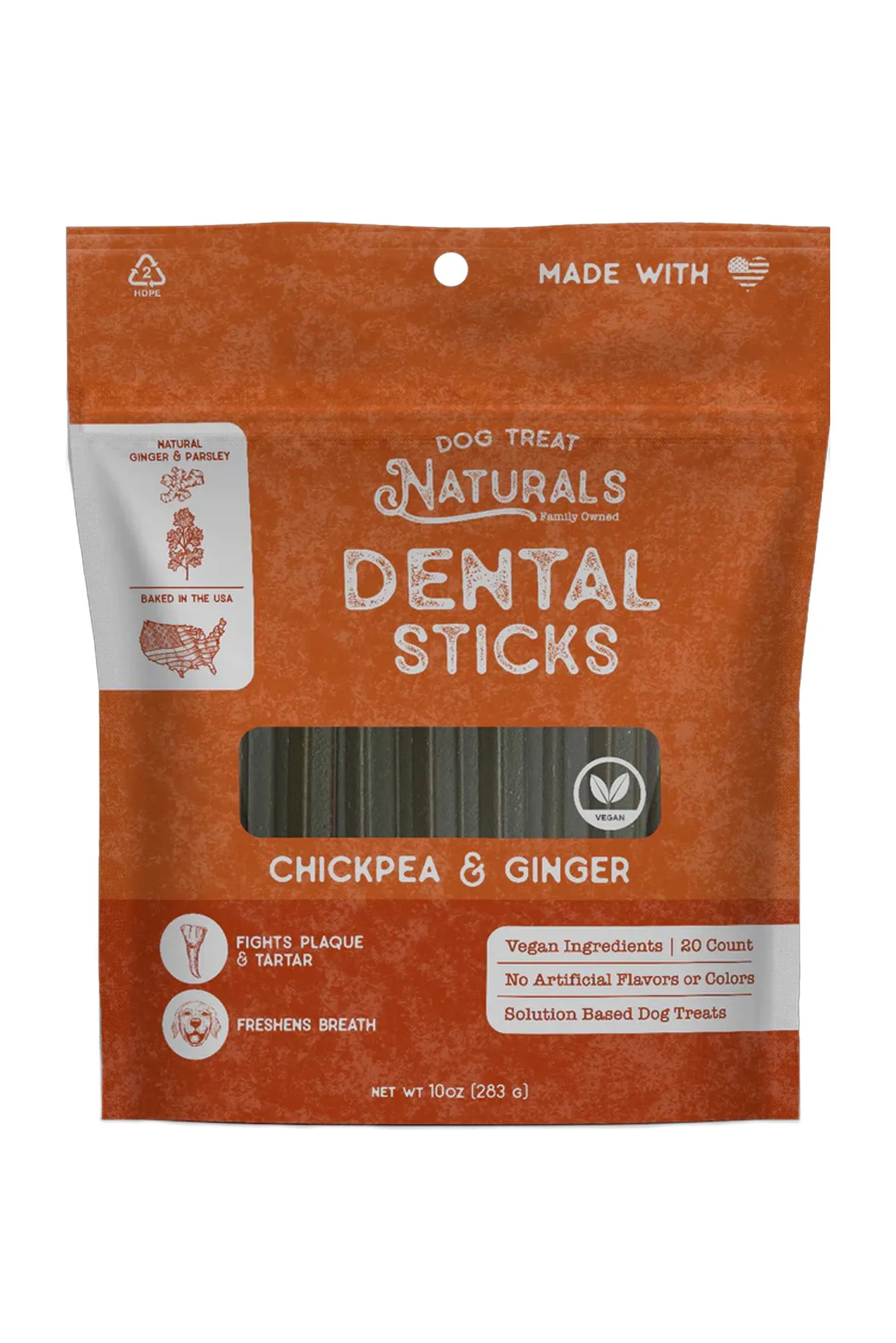Dog Treat Naturals Chickpea and Ginger Dental Sticks