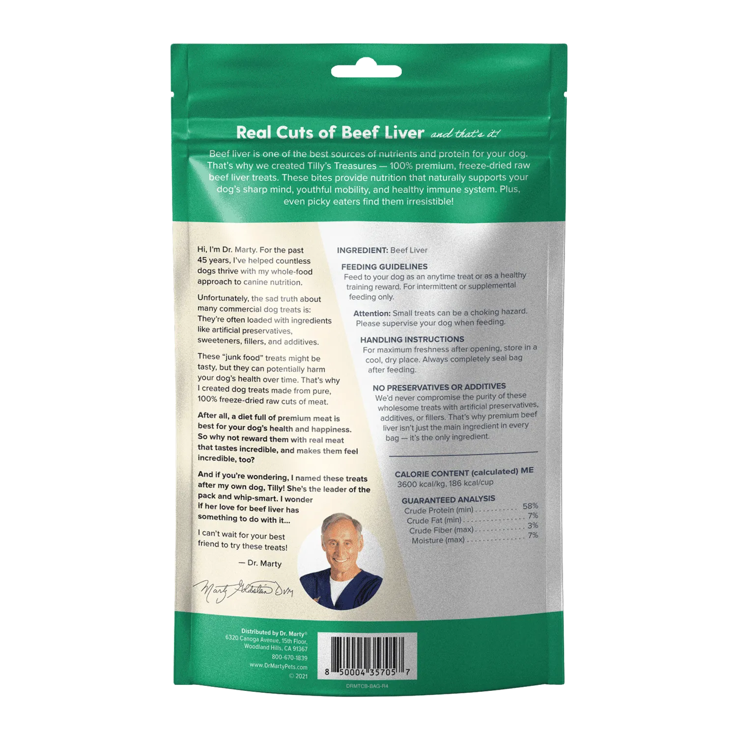 DR. MARTY Tillys Treasures Freeze Dried Raw Beef Liver Dog Treats