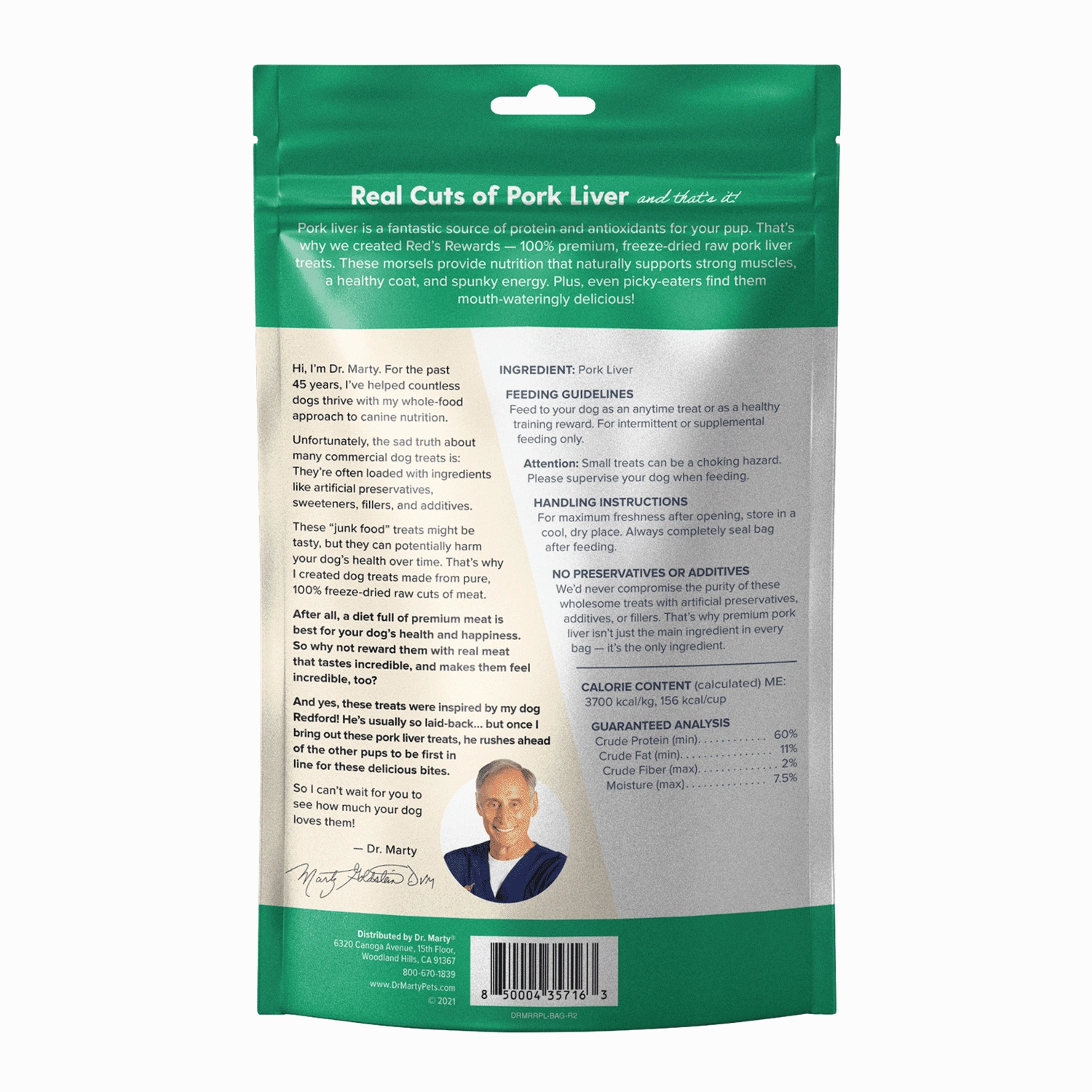 DR. MARTY Reds Rewards Freeze-Dried Raw Pork Liver Dog Treats
